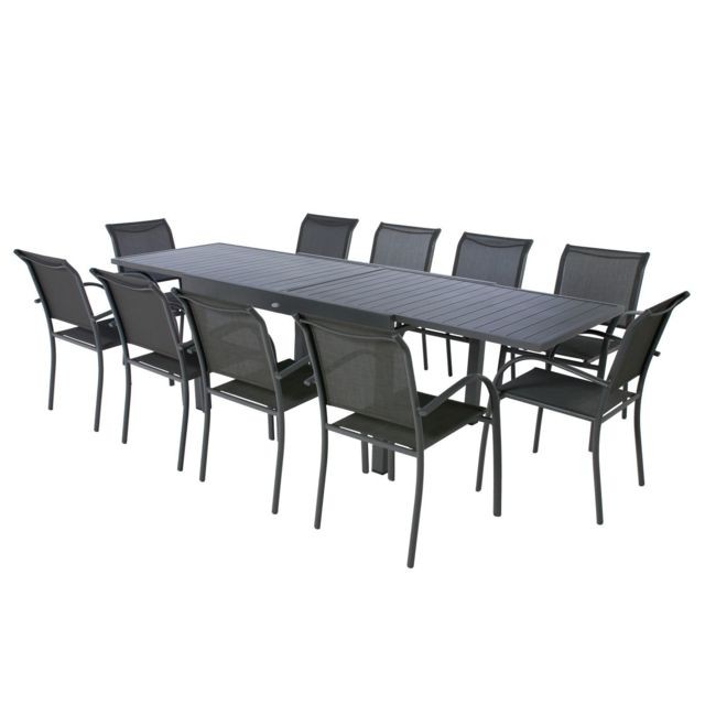 Tables de jardin Table de jardin extensible 10 Personnes Piazza - L. 135/270 cm - Noir graphite