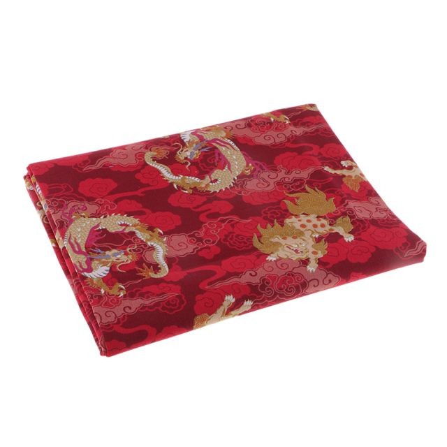 Abats-jour 1pc de tissu en coton à motif dragon bronzant pour travaux de couture 1 mètre rouge
