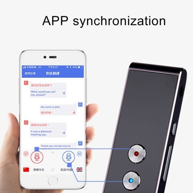 Enregistreur audio numérique T8 Handheld Pocket Smart Translator Traducteur de la parole en temps réel avec double micro, soutien 33 langues or