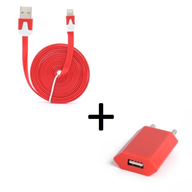 Shot - Pack Chargeur pour IPHONE X Lightning (Cable Noodle 3m + Prise Secteur Couleur USB) APPLE IOS Shot  - Shot
