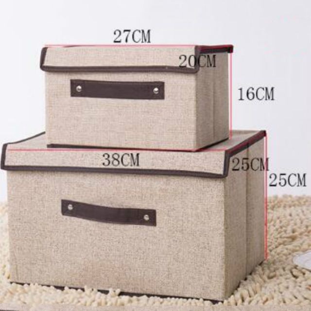 Boîte de rangement 2 en 1 coton tissu Cube Boîte de rangement Broderie Panier à linge Placard Vitrine Titulaire Jouets Organisateur Crème-blanc