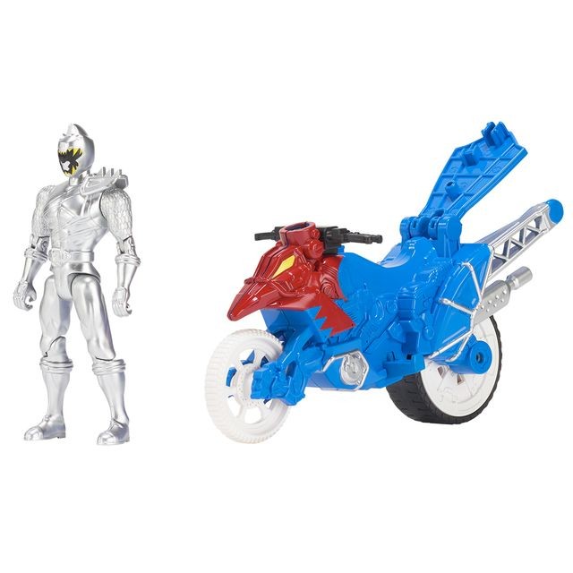 Power Rangers Dino Super Charge Moto Cascade + Figurine 12 cm - Argent - 43078