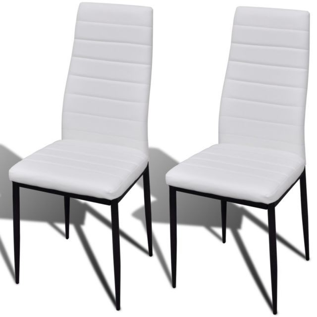 Chaises Helloshop26 Lot de 2 chaises salon de salle à manger classique design fine blanche 1902054