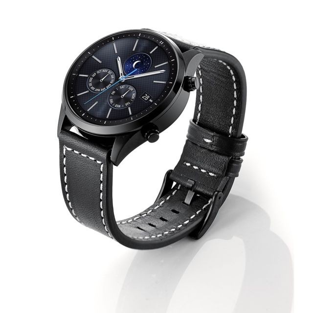Accessoires bracelet connecté marque generique Bracelet en cuir véritable haute qualité noir pour votre Samsung Gear S3 Classic/S3 Frontier