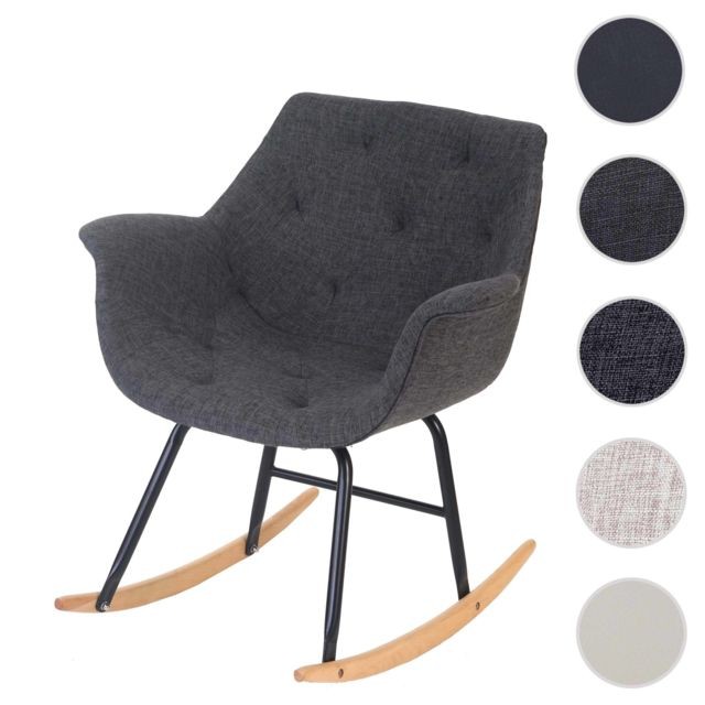 Mendler - Fauteuil à bascule Malmö T820, rocking-chair, fauteuil de relaxation ~ tissu, gris - Rocking Chairs Fauteuils