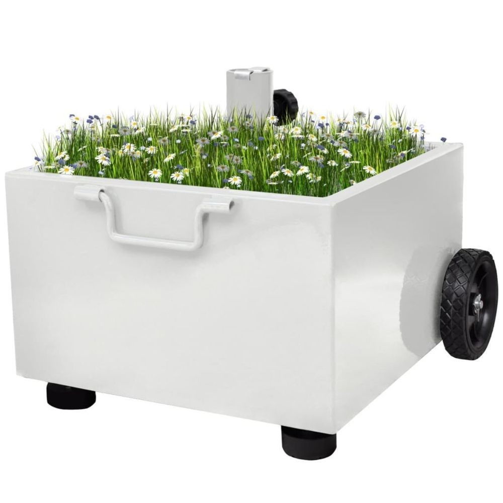 Vidaxl vidaXL Pot de plantes et support de parasol d'extérieur 2-en-1 Blanc