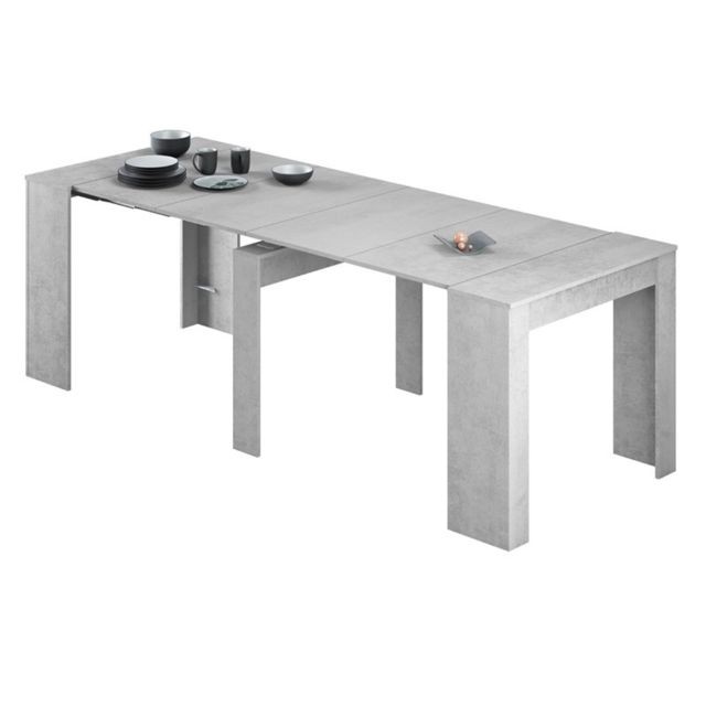 Pegane - Table console Extensible coloris béton -78 x 90 x 50 cm -PEGANE- Pegane - Table beton