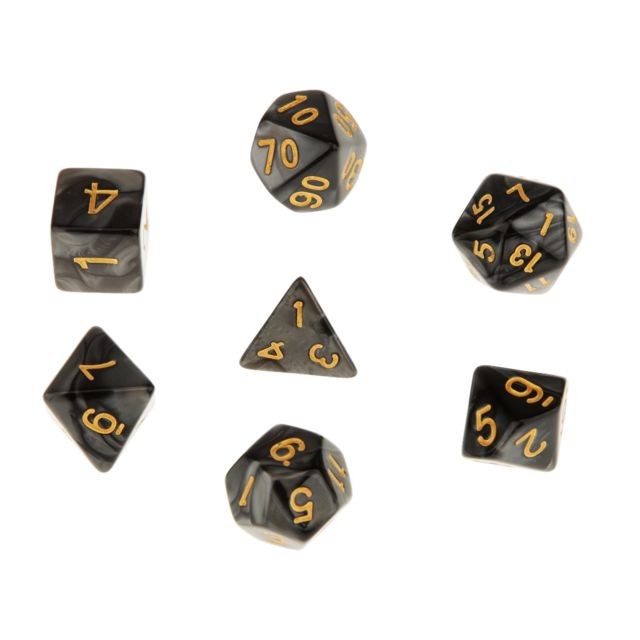 marque generique - 7X Polyhedral Dice 16mm For Dungeons And Dragons DND MTG Table Games Noir marque generique  - Dungeoneer