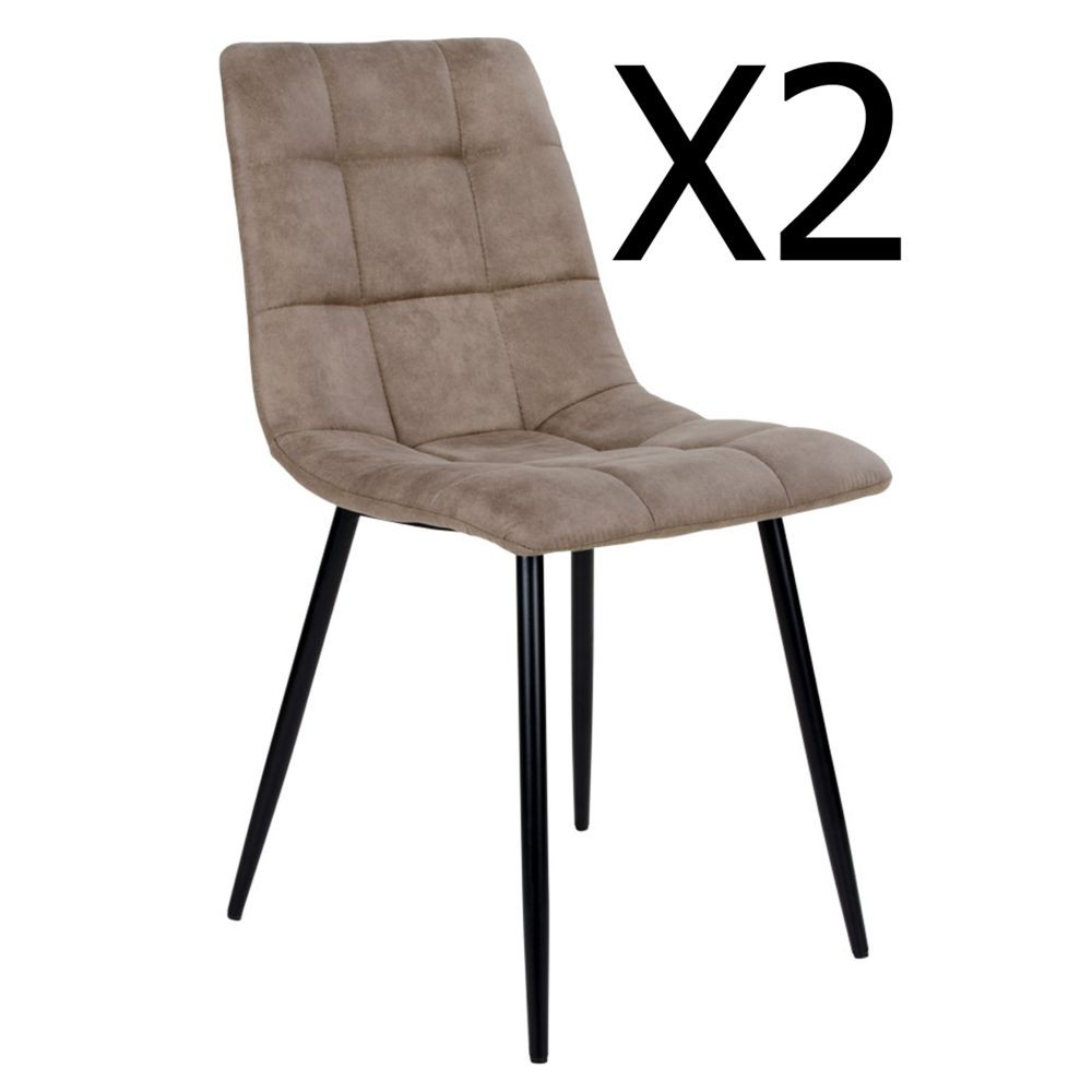 Pegane Lot de 2 chaises salle à manger coloris marron clair en microfibre - Dim : 55 x 44 86 cm -PEGANE-