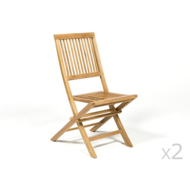 Chaises de jardin Dlm Chaise de jardin pliante en teck marron (x2)