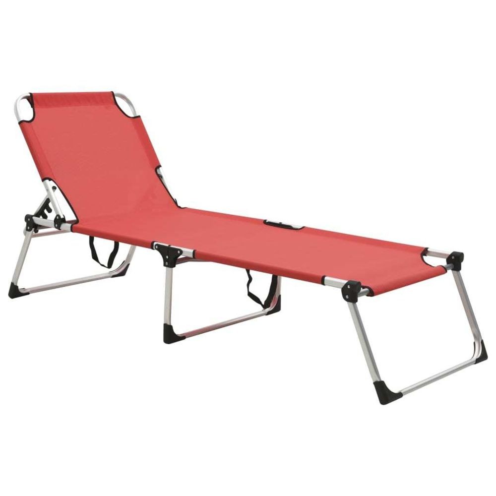 Vidaxl vidaXL Chaise longue pliable extra haute pour seniors Rouge Aluminium