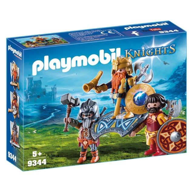 Playmobil - PLAYMOBIL 9344 Chevaliers - Roi des nains Playmobil  - Playmobil Les Chevaliers Playmobil