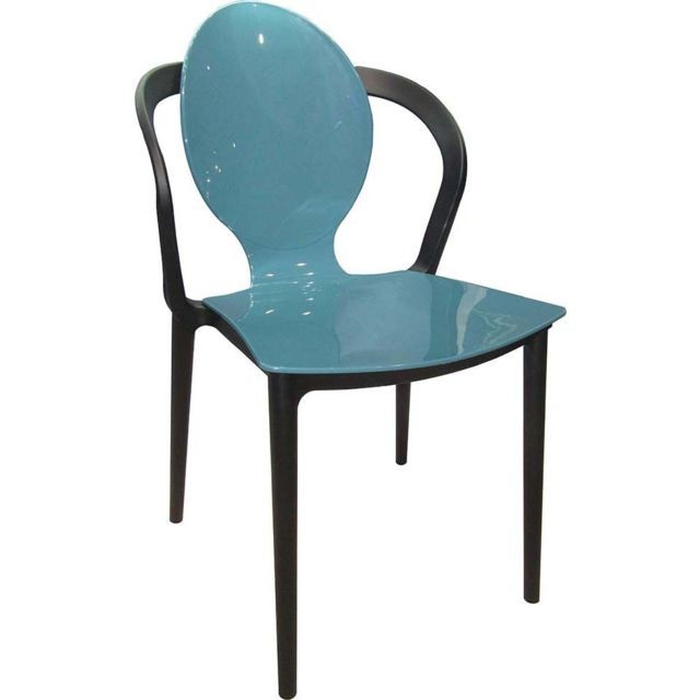 Jardindeco - Chaise design en polypropylène effet glossy Bleu paon. Jardindeco  - Jardindeco