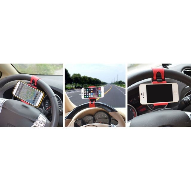 Autres accessoires smartphone Support Voiture Volant pour SONY Xperia XA1 Ultra Smartphone Reglable Universel 360 Rotatif Noir/Rouge