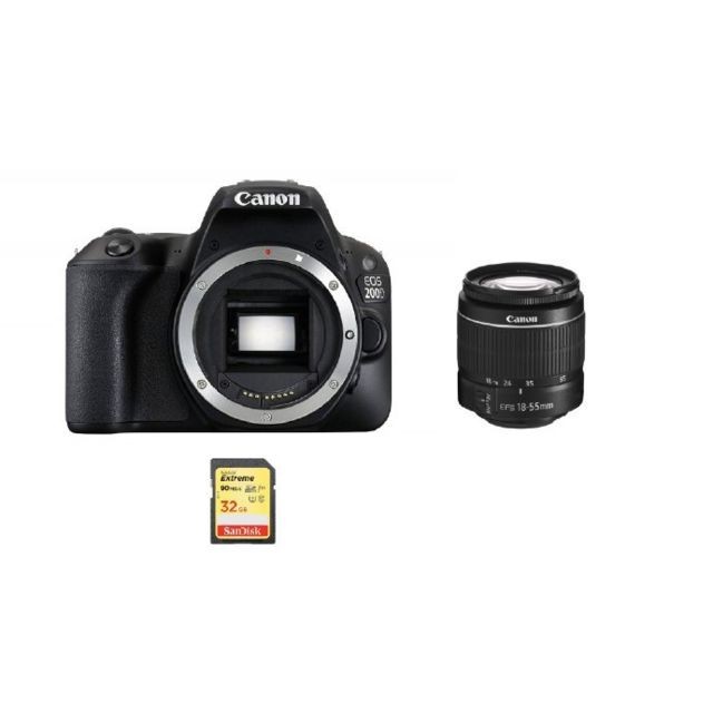 Canon - CANON EOS 200D Black KIT EF-S 18-55mm F3.5-5.6 IS III + 32GB SD card Canon  - Reflex Grand Public
