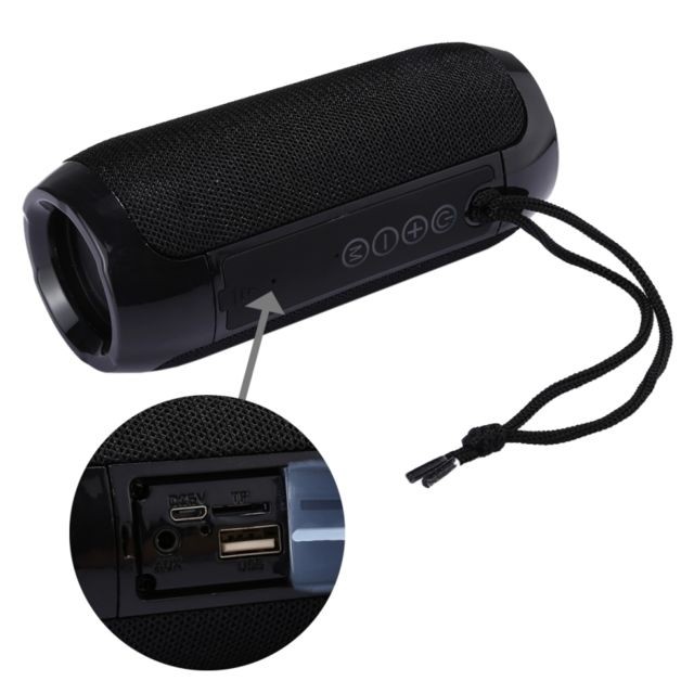 Enceintes Hifi Enceinte Bluetooth d'intérieur noir Haut-parleur stéréo portable Bluetooth, avec microphone intégré, prise en charge des appels mains libres, carte TF et entrée AUX FM, distance Bluetooth: 10 m