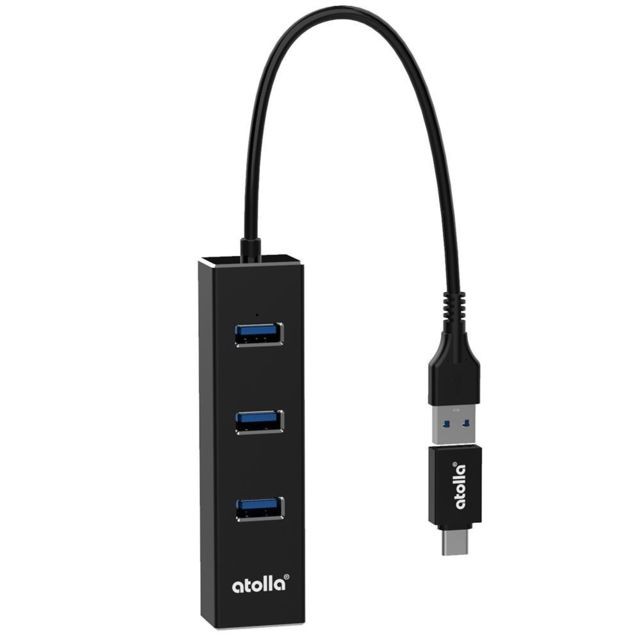 Atolla - Atolla Hub USB 3.0 Ethernet, Répartiteur C pour adaptateur USB Rj45 en aluminium avec 1 port LAN RJ45, 3 ports de données USB et un adaptateur C USB pour Macbook, Mac Pro / mini, iMac, etc.（301C） Atolla   - Hub ethernet