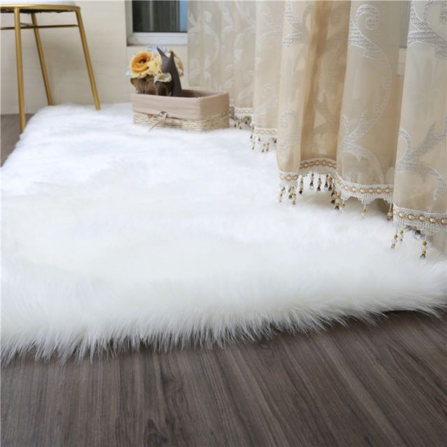 marque generique - tapis en peau de mouton artificielle moelleux tapis de sol à la maison siège moelleux coussin blanc marque generique  - Tapis peau mouton