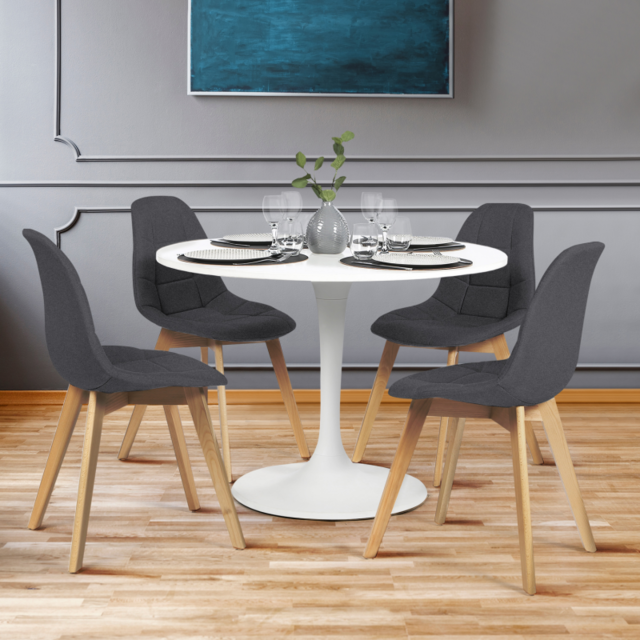 Idmarket - Lot de 4 chaises GABY grises en tissu pour salle à manger - Idmarket