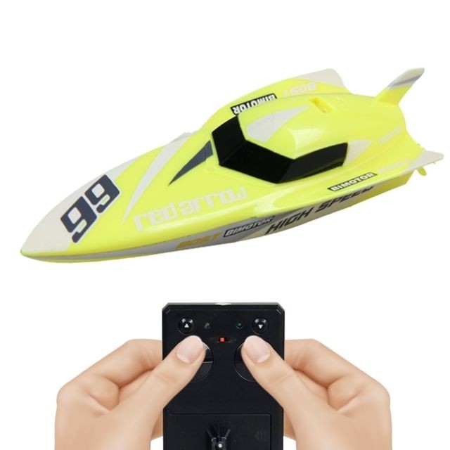 Bateaux RC Wewoo Bateau télécommandée jaune 3312M 4 canaux 2,4 GHz Mini Racing Boat RC Speedboat enfants jouet avec télécommande