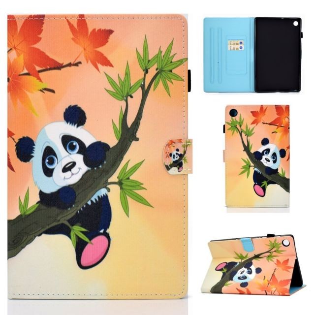 Generic - Etui en PU motif imprimé avec support et porte-cartes panda sur l'arbre pour votre Lenovo Tab M10 Plus TB-X606F Generic  - Housse lenovo