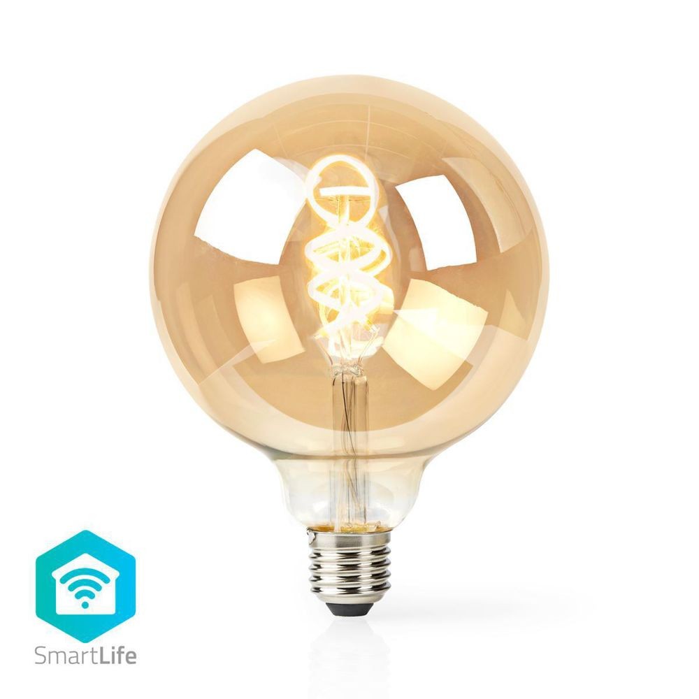 Ampoule connectée Nedis Ampoule à Filament LED Blanc Chaud à Blanc Froid Wi-Fi - Torsadée - E27 - G125 - 5,5 W - 350 lm
