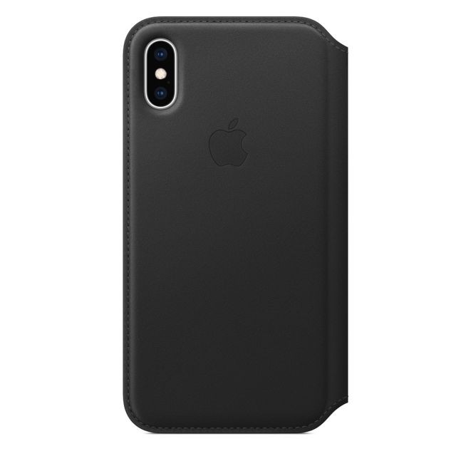 Apple - iPhone XS Leather Folio - Noir - Coque, étui smartphone Cuir