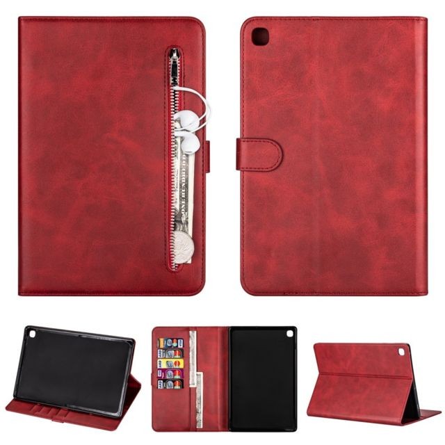 Generic - Etui en PU poche zippée avec support rouge pour votre Samsung Galaxy Tab S5e SM-T720 T725 - Generic