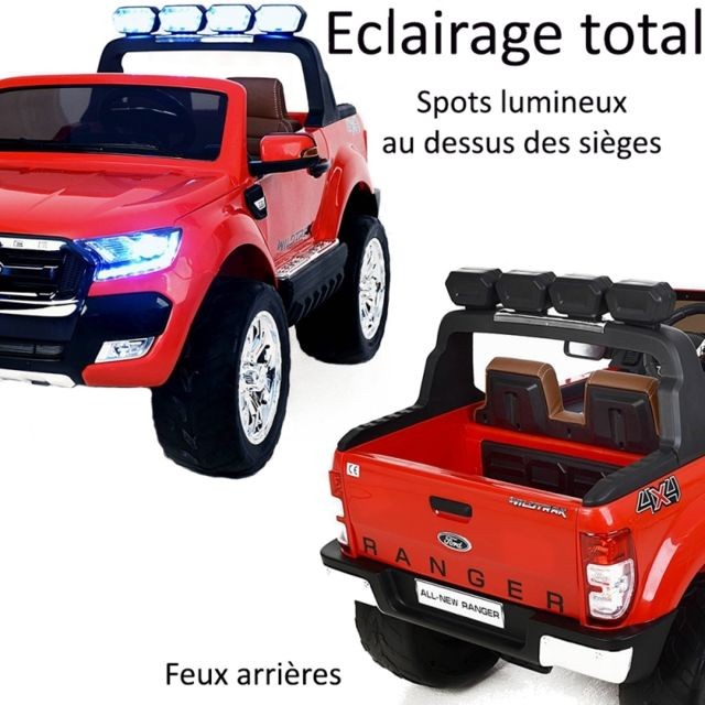 Véhicule électrique pour enfant Nouvelle Ford Ranger écran LCD 2X12V voiture quad 4x4 électrique enfant rouge pack luxe Edition 2017
