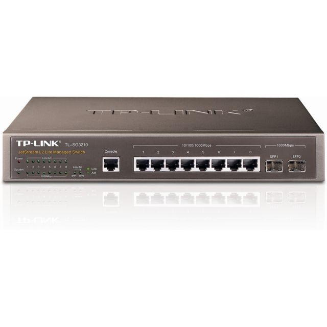 TP-LINK - Switch réseau RJ45 TP-LINK SG-3210 Niveau 2 8 ports Gigabit + 2 SFP - TP-LINK
