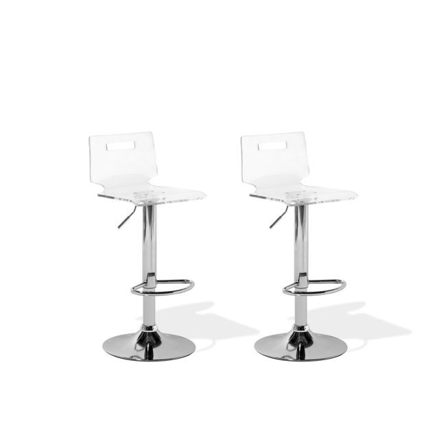 Beliani - Set de 2 chaises de bar transparentes blanches MALTA Beliani  - Tabouret de bar rouge Tabourets