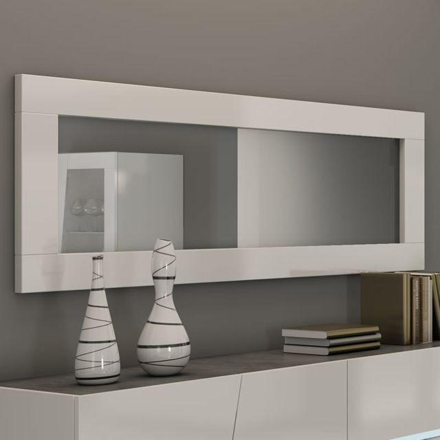 Sofamobili - Grand miroir mural blanc laqué design JOSHUA - Miroirs