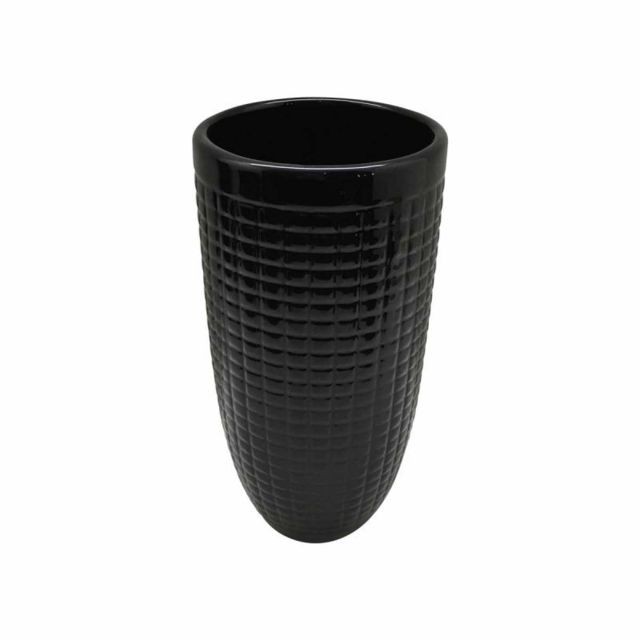 Paris Prix - Vase Déco en Céramique ""Quadri"" 24cm Noir - Vases Noir et blanc