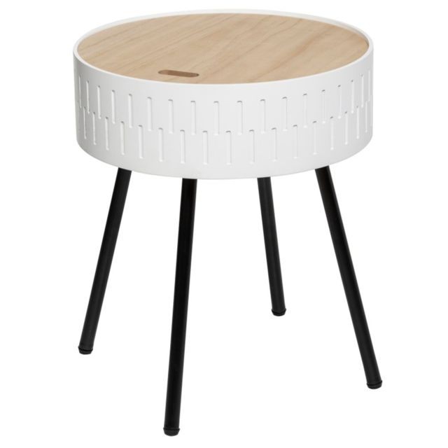 Pegane - Table à café coffre coloris blanc en bois - D. 38,5 x H. 45,5 cm -PEGANE- Pegane  - Salon, salle à manger