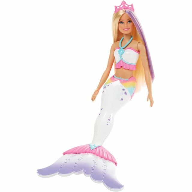 Barbie - Barbie poupée Sirène Couleurs Magiques avec tenue et queue à colorier avec mini-feutres crayola lavables inclus, jouet pour enfant, GCG67 Barbie   - Barbie Poupées & Poupons
