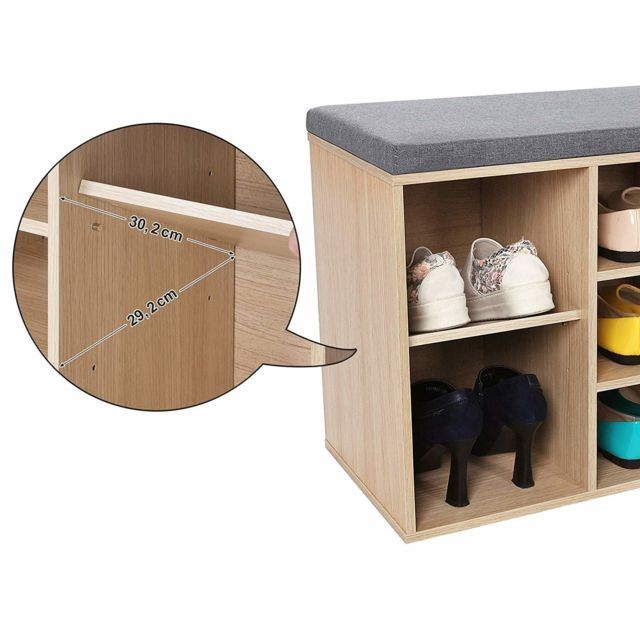 Vasagle Banc armoire étagère meuble à chaussures banquette de rangement avec coussin pour l'entrée en bois lhs10nl