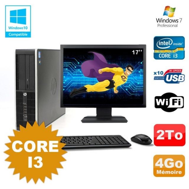 Hp - Lot PC HP Compaq 6200 Pro SFF Core i3 3.1GHz 4Go 2To DVD WIFI W7 + Ecran 17 - Windows 11
