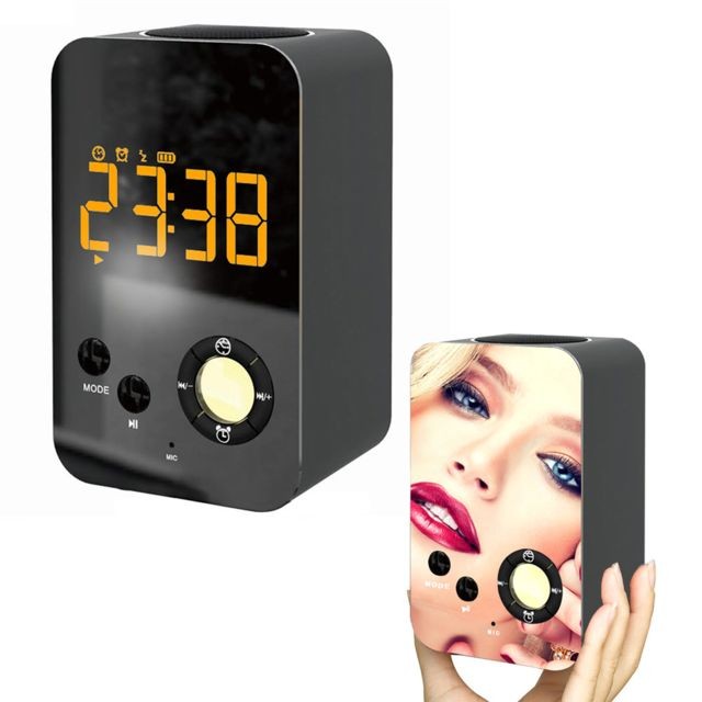 marque generique Réveil Horloge Avec Veilleuse Bluetooth Haut-Parleur Radio Touche Atténuation