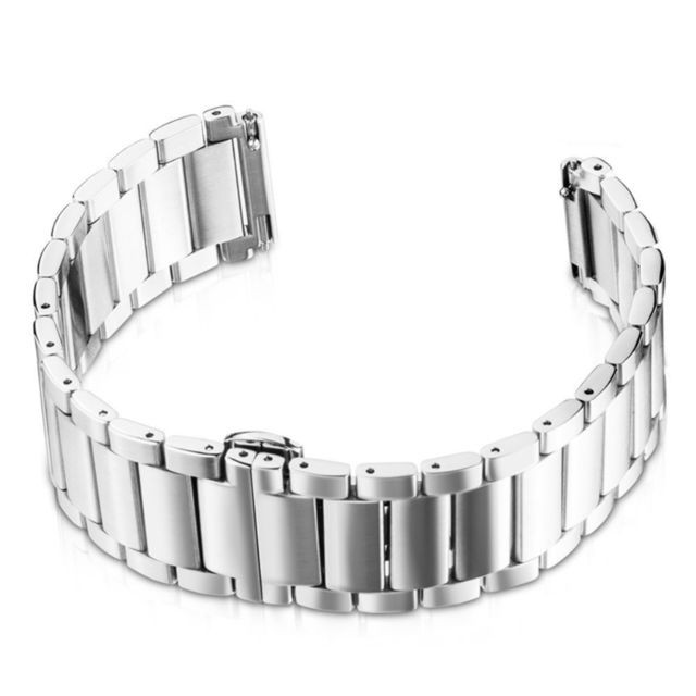 Accessoires bracelet connecté marque generique Bracelet en métal 22mm trois perles avec fermoir papillon argent pour votre Huawei Watch GT/Honor Watch Magic
