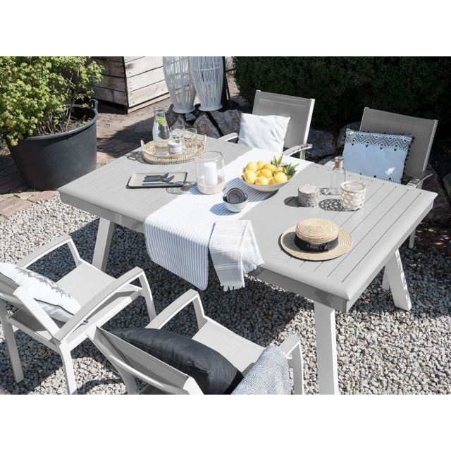 Beliani Table de jardin en aluminium gris extensible 175/255 x 100 cm PERETA