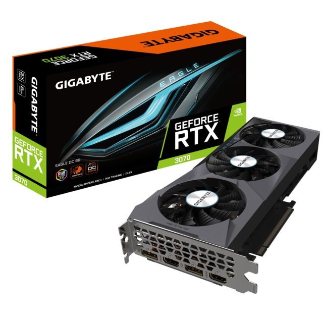 Gigabyte -GeForce RTX™ 3070 EAGLE OC 8G - Triple Fan - 8Go Gigabyte  - Carte Graphique NVIDIA 1x8 pin + 1x6 pin