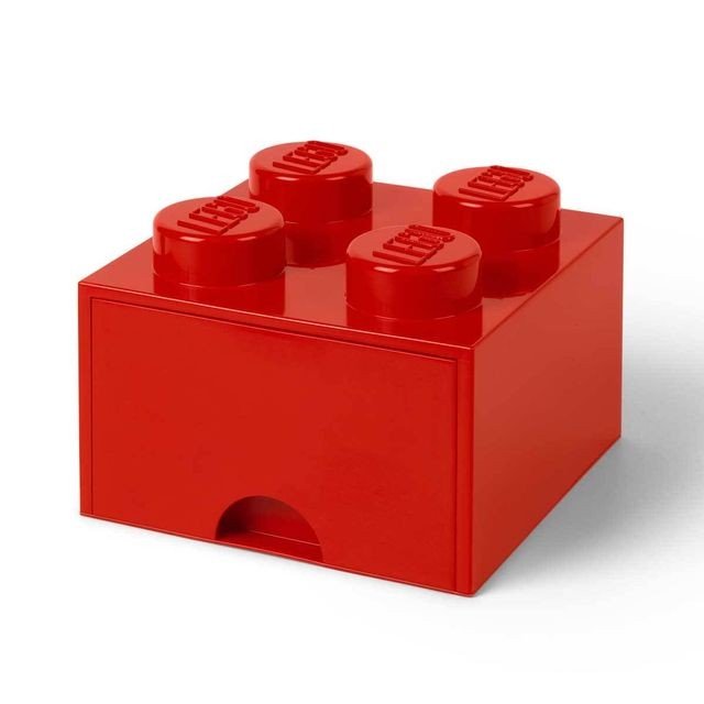 Lego - Brique de Rangement Empilable avec Tiroir 4 plots LEGO® Rouge - Lego