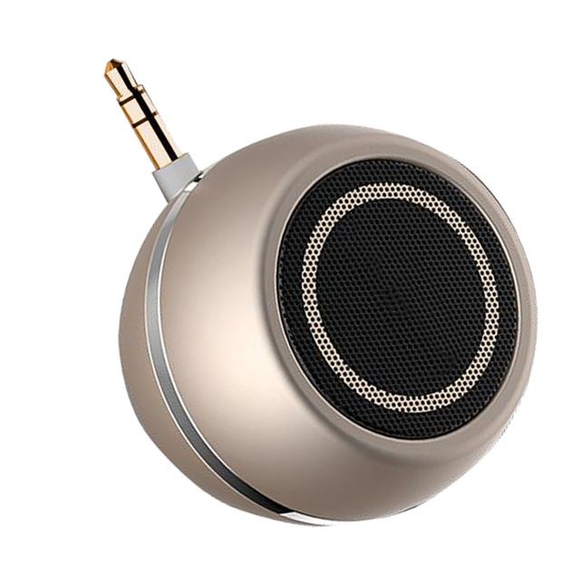 Barre de son marque generique Mini Haut-parleur 3.5mm Jack AUX Lecteur Audio De Musique Pour Téléphone Portable Doré