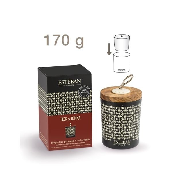Brûle-parfums, diffuseurs marque generique ESTEBAN - BOUGIE DECO PARFUME RECHARGEABLE TECK ET TONKA