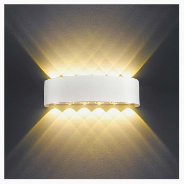 Stoex - Applique Murale Interieur LED 12W Blanc en Aluminium, Lampe Murale Moderne Up Down Spot Lampe pour Salon Chambre Hall Escalier Pathway (Blanc Chaud) Stoex  - Luminaires Blanc