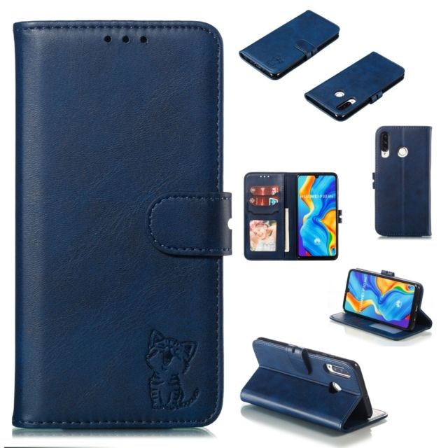Wewoo - Coque Fashion Etui de protection en cuir pour Huawei P30 Lite bleu Wewoo  - Accessoires pour Smartphone Huawei P30 Accessoires et consommables