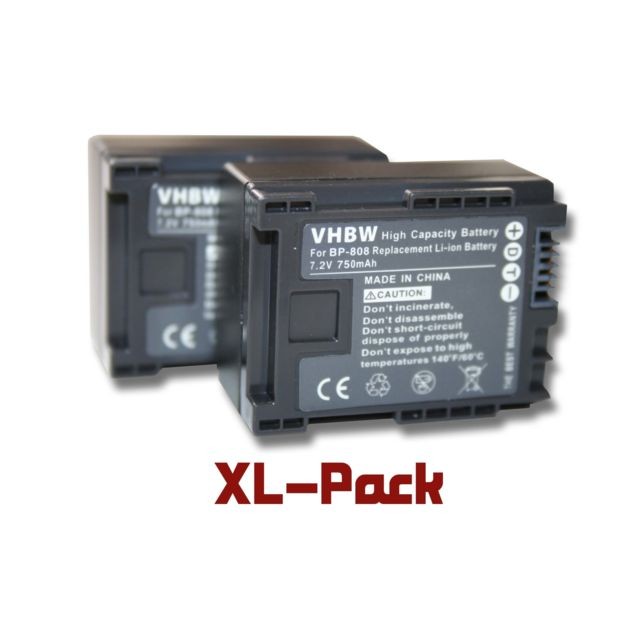 Vhbw - 2x batteries Li-Ion 750mAh (7.2 V) avec puce d´informations adaptées pour Canon HFM307, HFM-307, HF-M307, HFM406, HFM-406, HF-M406 comme BP-808. Vhbw  - Accessoire Photo et Vidéo