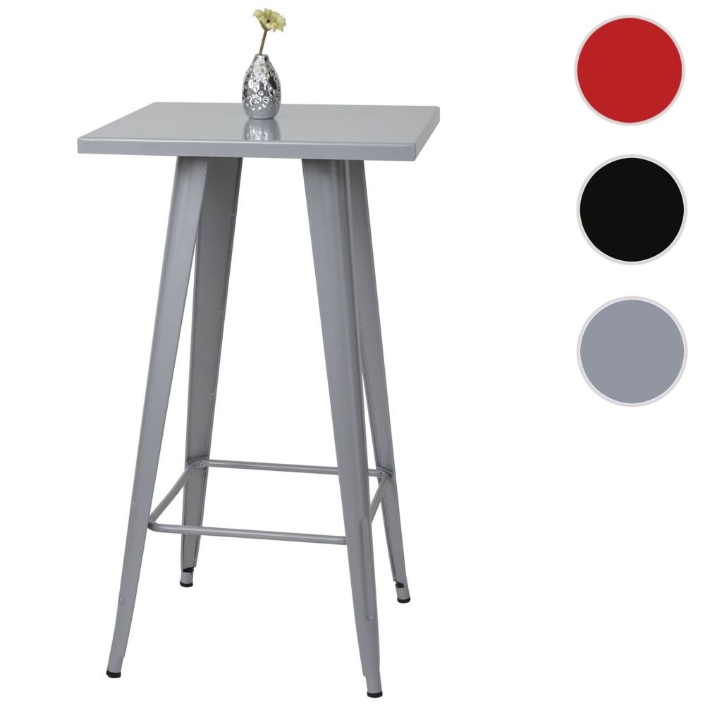 Gris métal Mendler Table Haute HWC-A73 Design Industriel 105x60x60cm