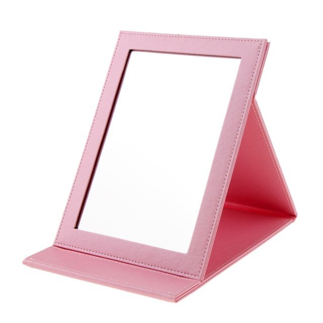 marque generique - PU cuir maquillage pliable miroir portable compact poche cosmétique miroir rose marque generique  - Bonnes affaires Miroirs