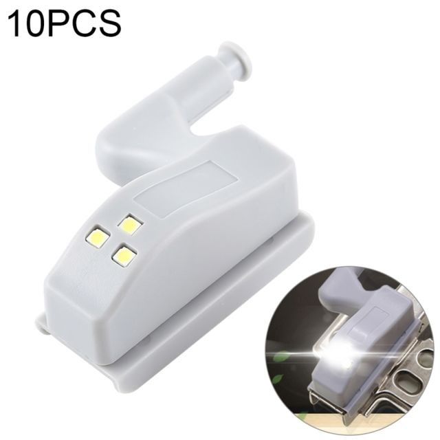 Wewoo - LED détecteur de mouvement 10 PCS 0.3W Charnière Intérieure Universelle Capteur Lampe Placard 3 Veilleuse Veille Automatique ON / OFF Ampoule (Lumière Blanche) - Wewoo
